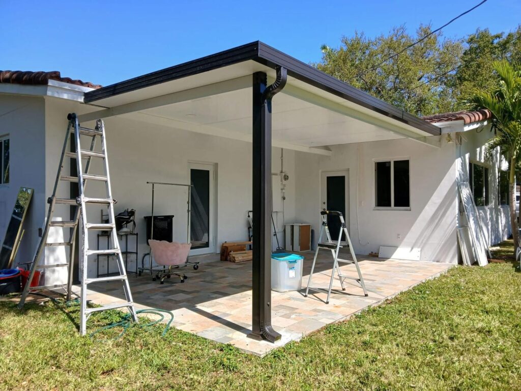 Modern pergola installation in Tallahassee backyard