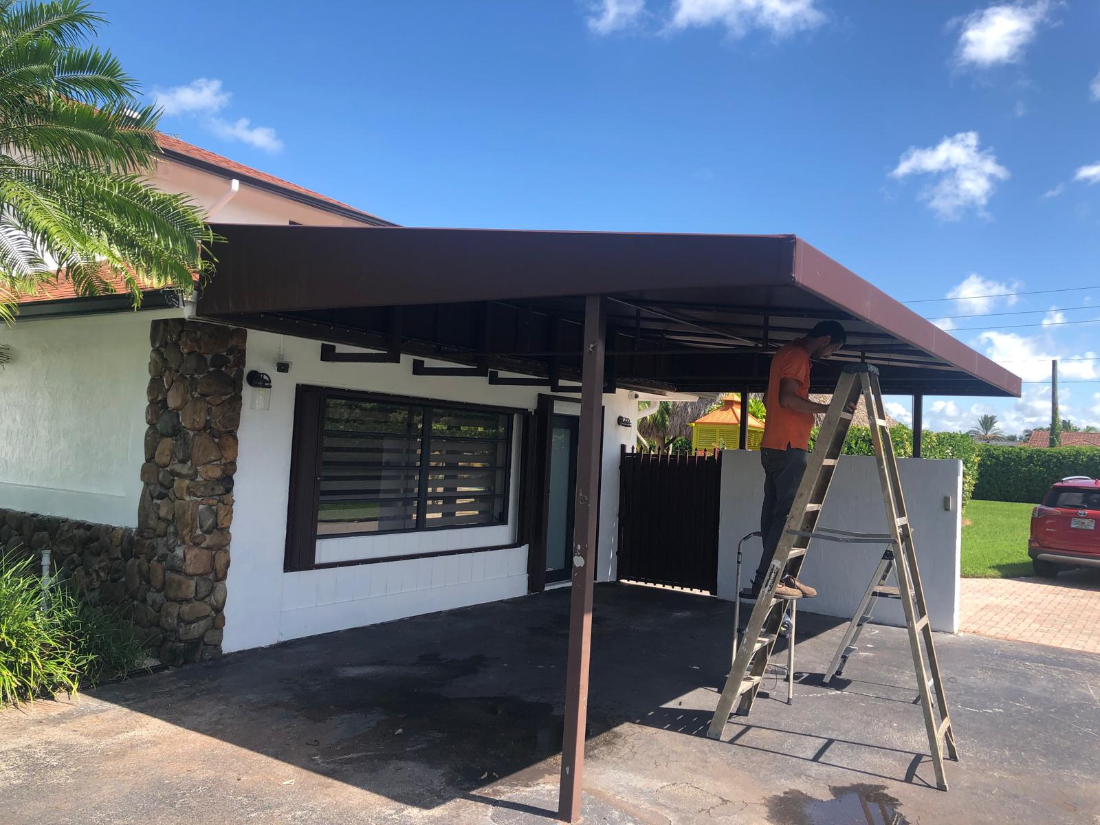 Custom carport configuration designed for the available space