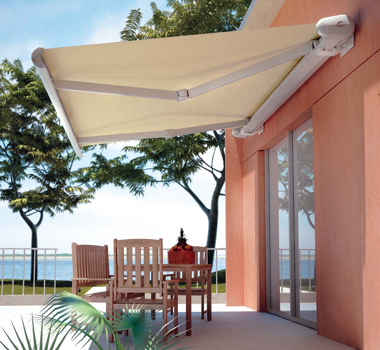 Contempo cassette awning extended over a terrace